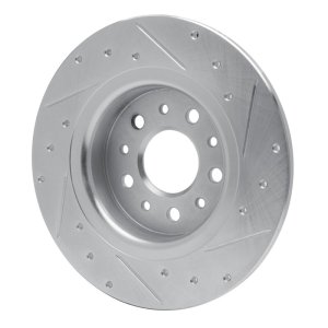 Fiat 500L Brake Rotor (1) - Rear Left - R1 Concepts - Drilled & Slotted - Silver - `14-`19